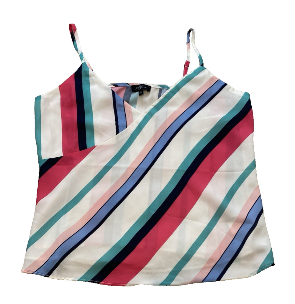 Milk & Honey Womens Babydoll Top Size Large Stripes Colorful Artsy Flowy Preppy